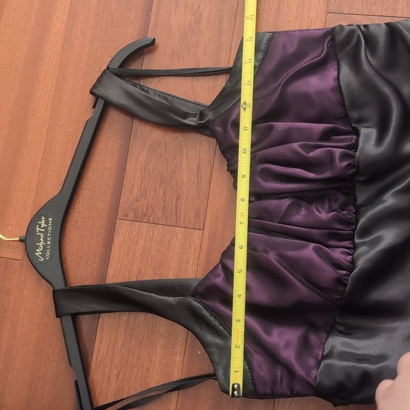 Jolie - Floral Midi Prom Dress With Ribbon - Purple&Black - Picture 4 of 6